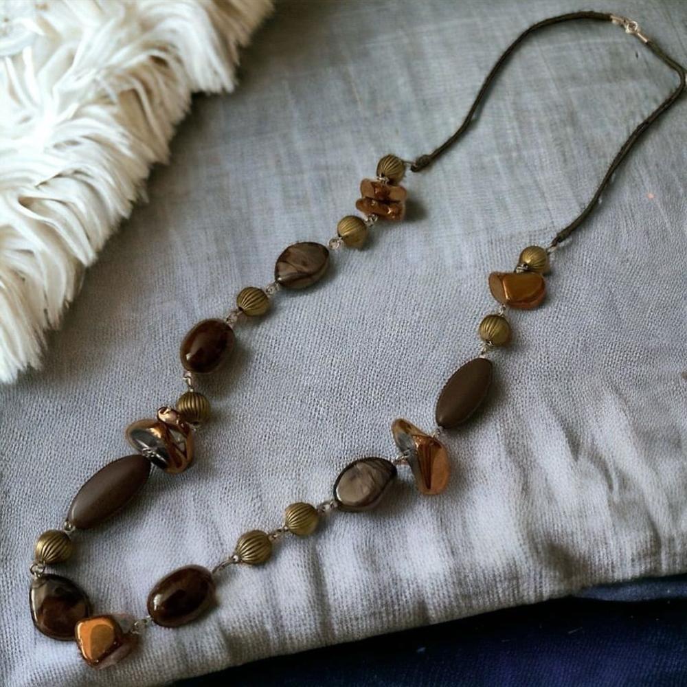$5$ add on Women's Unbranded Bronze gold metallic Beaded Necklace